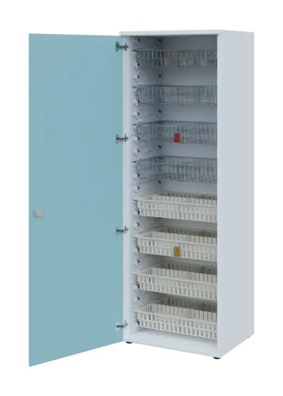 EUROMEDICA D - 66/M skříň léková boxová, 1-dveřová, levá, 1950x660x535, korpus bílý, dvířka obloha